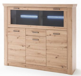 Vaisselier Coloris Chêne Poutre - Longueur 164 X Hauteur 146 X Profondeur 45 Cm