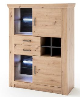 Vaisselier Coloris Chêne Poutre - Longueur 110 X Hauteur 146 X Profondeur 45 Cm