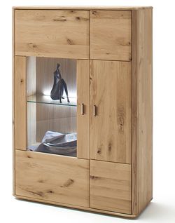 Vaisselier Gauche Coloris Chêne Poutre Bianco Huilé - Longueur 96 X Hauteur 140 X Profondeur 38 Cm