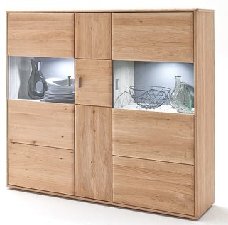 Vaisselier Coloris Chêne Blanchi Huilé - Longueur 154 X Hauteur 140 X Profondeur 39 Cm