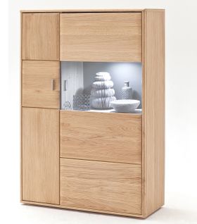 Vaisselier Gauche Coloris Chêne Blanchi Huilé - Longueur 94 X Hauteur 140 X Profondeur 39 Cm