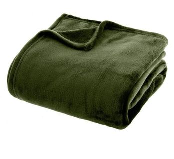 Plaid En Polyester Coloris Vert Kaki - Longueur 230 X Profondeur 180 X Hauteur 1 Cm