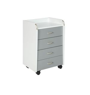 Container Sur Roulettes En Bois Coloris Blanc / Gris - Longueur 40 X Largeur 36 X Hauteur  65 Cm