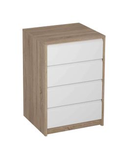 Commode Meuble De Rangement Coloris Chêne / Blanc - Longueur 50 X Hauteur 73.4 X Profondeur 45 Cm