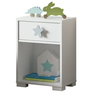 Table De Chevet Enfant / Table De Nuit Coloris Blanc - H. 56 X L. 40 X P. 33 Cm