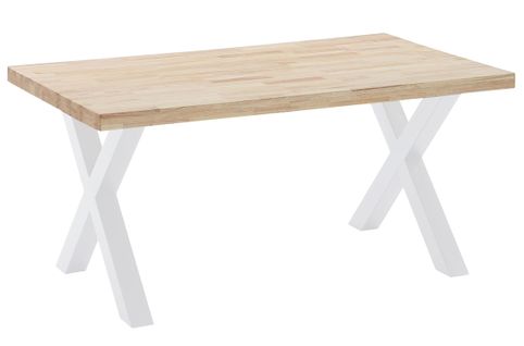 Table à Manger En Bois Coloris Chêne Nordique / Pieds Blanc - L. 160 X P. 90 X H. 76 Cm