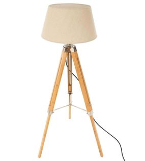 Lampadaire Trépied En Bambou Coloris Ivoire - L. 65 X P. 59 X H. 145 Cm