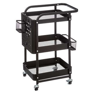 Desserte Meuble De Cuisine En Métal à 3 Étages Coloris Noir - L. 51 X P. 29,5 X H. 76 Cm