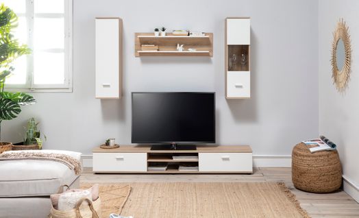 Ensemble TV Coloris Chêne Cambrian / Blanc