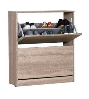 Commode à Chaussures De 2 Abattants Coloris Chêne Cambrian - L. 73 X P. 26 X H. 84 Cm