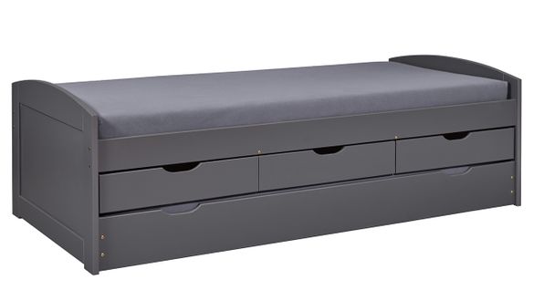 Lit Enfant Gigogne En Pin Massif Coloris Noir - Longueur 209 X Profondeur 97 X Hauteur 66 Cm