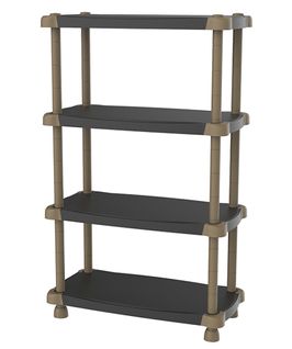 Etagère De Rangement 4 Niveaux Intérieur/extérieur Coloris Noir/taupe - L. 88 X P. 43 X H. 141 Cm