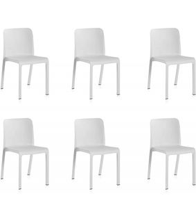 Lot De 6 Chaises De Jardin Empilables En Résine Coloris Blanc - L. 48 X P. 53 X H. 80 Cm