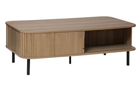 Table Basse En Acier / Bois Coloris Beige - Longueur 120 X Profondeur 60 X Hauteur 41 Cm