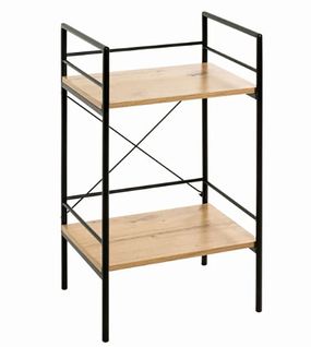 Etagères 2 Niveaux En Métal Et Mdf Coloris Chêne - Longueur 34 X Hauteur 62 X Profondeur 27 Cm