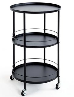 Desserte 3 Niveaux En Métal Coloris Noir - Diamètre 45 X Hauteur 75 Cm