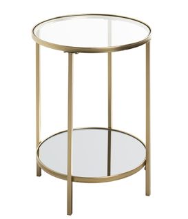 Table D'appoint En Métal Et Verre Coloris Or - diamètre 39 X Hauteur 55 Cm