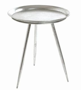 Table D'appoint En Métal Laqué Argent - Diamètre 38 X Hauteur 54 Cm