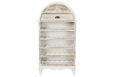 Meuble Porte Bouteille En Bois Blanc Avec 1 Tiroir - Largeur 65 X Hauteur 123 X Profondeur 30 Cm