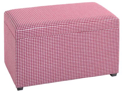 Coffre De Rangement En Mdf Et Tissu Coloris Rouge-blanc - L. 65 X H. 42 X P. 40 Cm