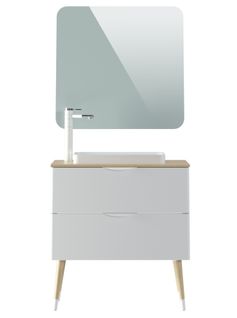 Meuble De Salle De Bain En Mélamine Coloris Blanc Mat Laqué - L. 81 X P. 44 X H. 89 Cm