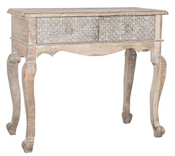 Console Table En Bois De Manguier Coloris Naturel/blanc - L. 91 X P. 42 X H. 81 Cm