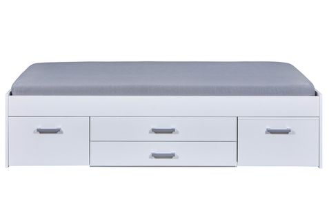 Lit Multi-rangements 90x200 Coloris Blanc - Longueur 203,6 X Profondeur 94,2 X Hauteur 48,3 Cm