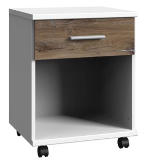 Caisson Mobile à Tiroirs Coloris Blanc, Rechampis Imitation Chêne Flagstaff