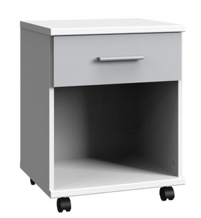 Caisson Mobile à Tiroirs Coloris Blanc, Rechampis Gris Clair - L. 46 X H. 58 X P. 40 Cm