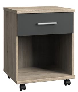 Caisson Mobile à Tiroirs Coloris Imitation Chêne San Remo, Rechampis Graphite