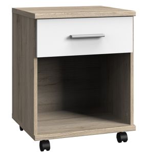 Caisson Mobile à Tiroirs Coloris Imitation Chêne San Remo, Rechampis Blanc