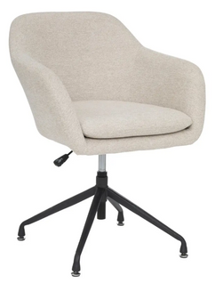 Chaise De Bureau En Tissu Beige Lin Avec Pieds En Métal - L. 64 X P. 64 X H. 76 Cm