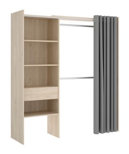 Armoire Dressing Extensible En Panneau De Particules Coloris Chêne Naturel