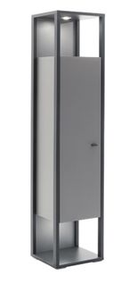 Vitrine, Meuble De Rangement En Mélamine Coloris Gris - Longueur 40 X Hauteur 178 X Profondeur 37 Cm