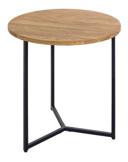 Table D'appoint Ronde Coloris Noir-chêne  - Diamètre 50 X Hauteur 52 Cm