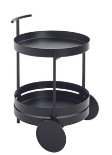 Chariot De Cuisine, Desserte En Métal Coloris Noir  -  Diamètre 42 X Hauteur 62 Cm
