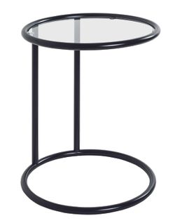 Table D'appoint En Verre Trempé, Métal Coloris Noir - Diamètre 45 X Hauteur 55 Cm