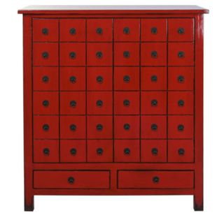 Buffet, Meuble De Rangement En Bois D'orme Coloris Rouge - L. 102 X P. 42 X H. 120 Cm