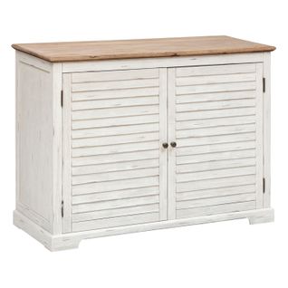 Buffet, Meuble De Rangement Avec 2 Portes Coloris Blanc - L. 110  X P. 45  X H. 80,5   Cm