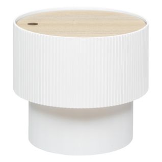 Table Basse Ronde En Mdf Coloris Blanc  - Diamètre 38,5   X Hauteur 35  Cm