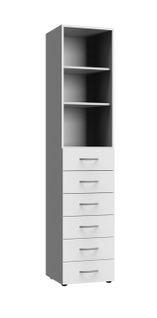 Armoire, Meuble De Rangement Avec 2 Étagères Et 6 Tiroirs Coloris Blanc - L. 40 X H. 185 X P. 40  Cm