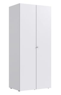 Armoire De Rangement Avec Serrure En Bois Mélamine Coloris Blanc -  L. 80 X H. 185 X P. 54 Cm