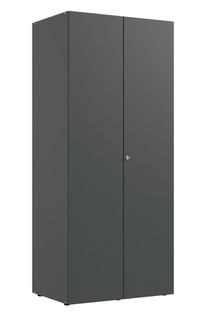 Armoire De Rangement Avec Serrure En Bois Mélamine Coloris Graphite   -  L. 80 X H. 185 X P. 54 Cm
