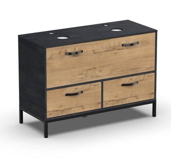 Meuble Vasque Pour Salle De Bain Coloris Imitation Marbre, Chêne  - L. 120 X P. 50 X H. 80  Cm