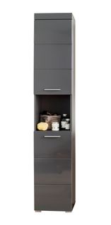 Colonne De Salle De Bain Avec 2 Portes Coloris Anthracite Mat, Gris Anthracite