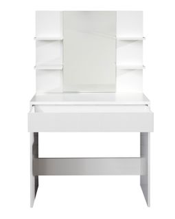Coiffeuse, Table De Maquillage Avec Miroir Coloris Blanc Mat  - L. 85 X H. 141 X P. 40 Cm