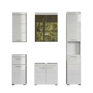 Ensemble De Salle De Bain  Coloris Blanc Mat, Blanc Brillant