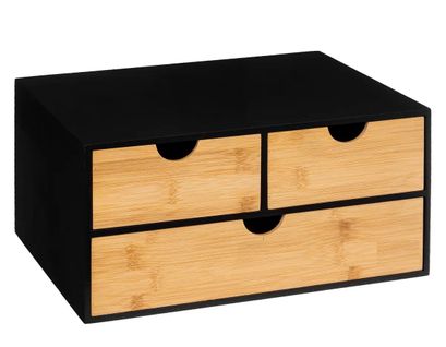 Organiseur De Rangement De Bureau Avec 3 Tiroirs Coloris Naturel, Noir
