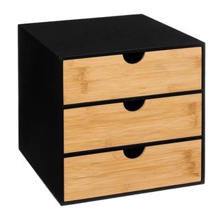 Organiseur De Rangement Verticale Pour Bureau Coloris Naturel, Noir - L. 25 X P. 31 X H. 25 Cm