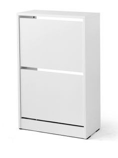 Armoire à Chaussures, Meuble à Chaussures Avec 2 Portes Abattantes Coloris Blanc